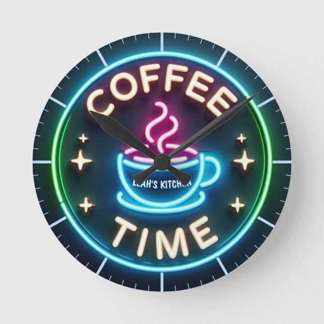 ☕Custom Coffeecore Clock Coffee Memes Neon Look (Front)