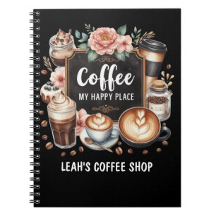 ☕Custom Coffeecore Kitchen Cafe Coffee Happy Place Notebook