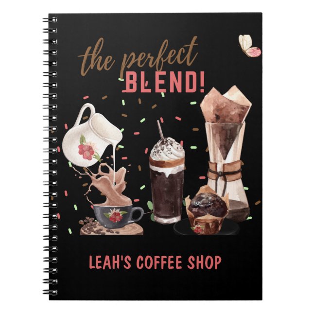 ☕Custom Coffeecore Kitchen Cafe Coffee Happy Place Notebook (Front)