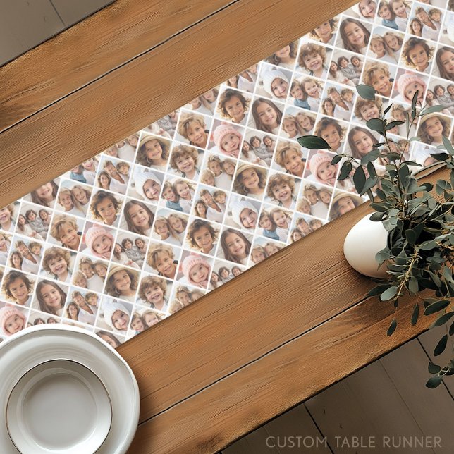 Custom Collage 12 Photo - All Over Pattern Short Table Runner (Custom Table Runner - Photo Collage)