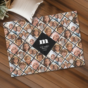 Custom Collage 12 Photo - funky family monogram Fleece Blanket