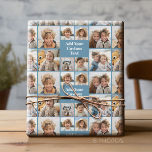 Custom Collage 8 Photo - Custom Text All Occasion Wrapping Paper