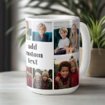 Custom Collage 8 Photo - white with black text Coffee Mug<br><div class="desc">Make your own custom photo collage. Use 8 photos to create a personal photo design. A great gift for the family. This fun layout includes a solid colour background ---- The background colours can be changed in the customise area.</div>
