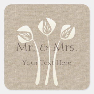 Custom Collage Cream Art Deco Tulip Wedding Square Sticker
