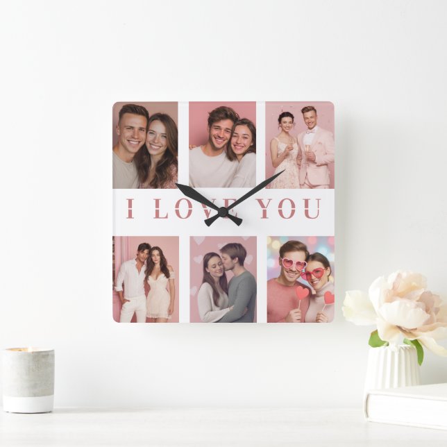 Custom Collage Photos Wall Clock | Valentine Gift (Home)