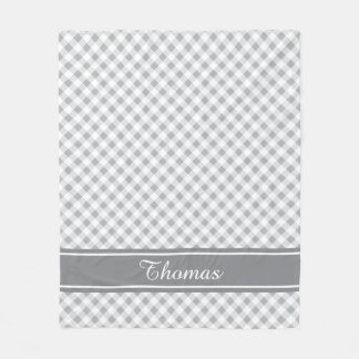Custom Color and Name Classic Gingham Check Fleece Blanket