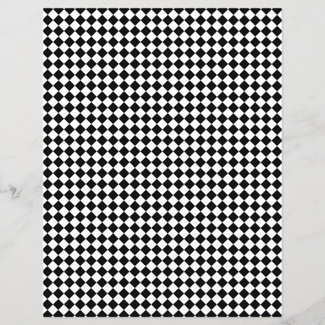 Custom Color Black Checkerboard Scrapbook Paper (Front)