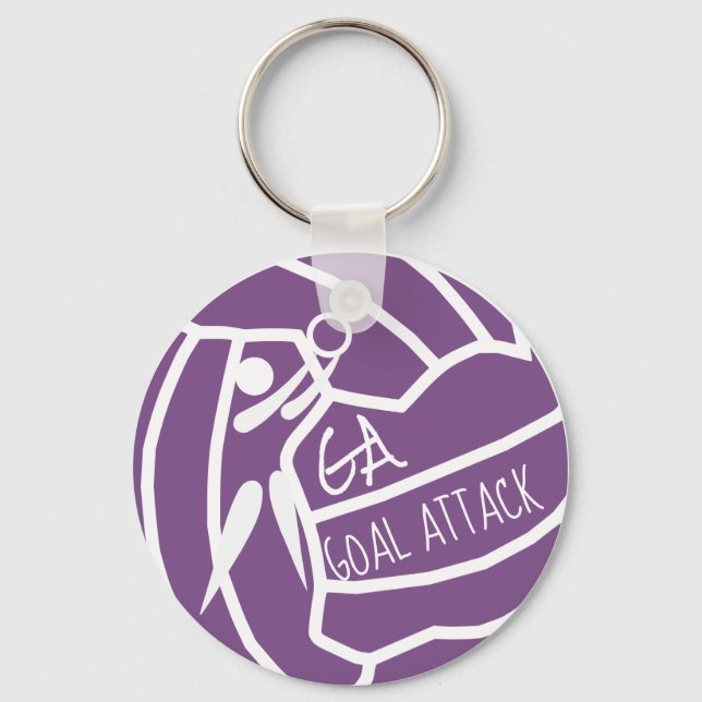 Custom Color Goal Attack GA Netball Clipart Key Ring (Front)