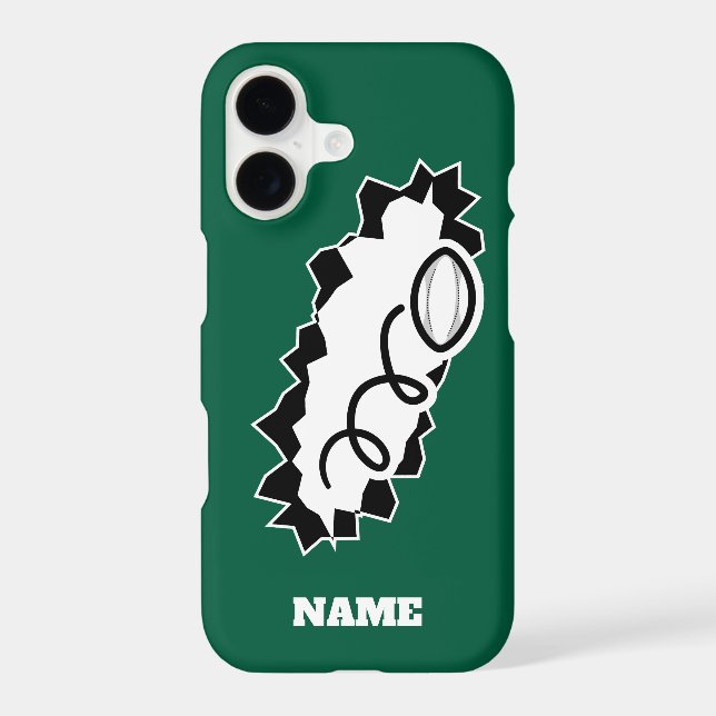 Custom color iPhone case with sporty rugby ball (Back)