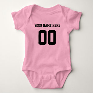 Custom Color/Name Baby Sports Black Jersey Bodysuit