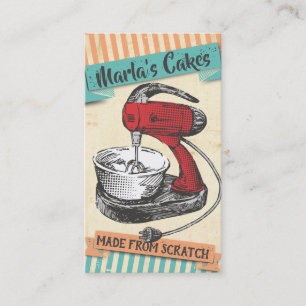 Custom color retro stand mixer bakery baking busin business card