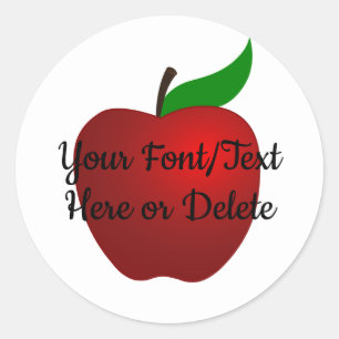 Custom Color & Text Delicious Red Apple Teacher Classic Round Sticker