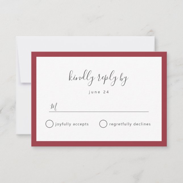CUSTOM COLOR wedding RSVP reply cards for buffet (Front)