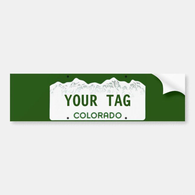 Custom Colorado License Plate Bumper Sticker (Front)