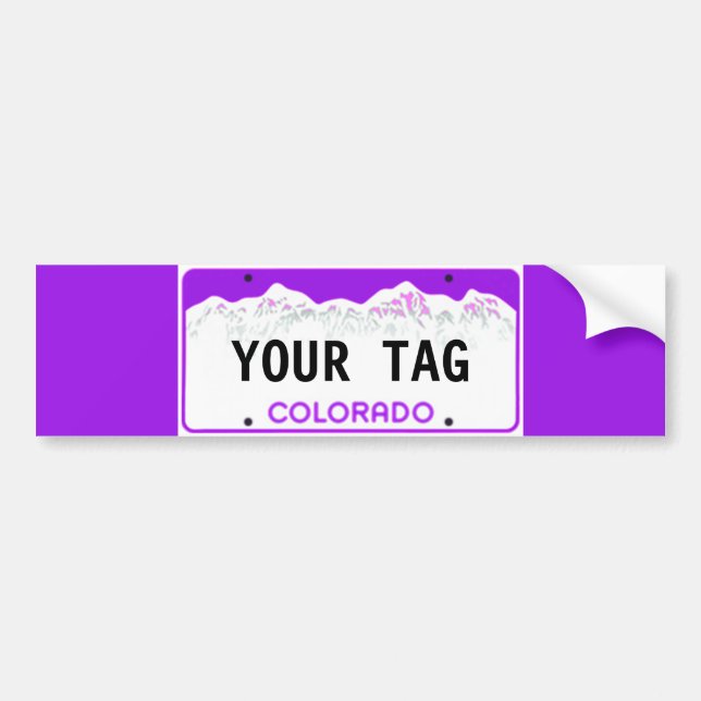Custom Colorado License Plate bumper sticker (Front)