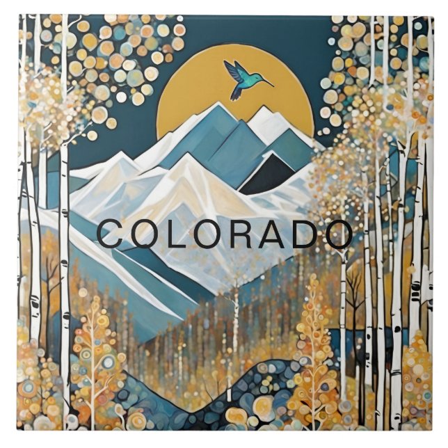 Custom Colorado Mountain Hummingbird  Ceramic Tile (Front)