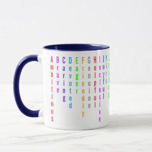 Custom Colorful A to Z Inspirational Adjectives Mug