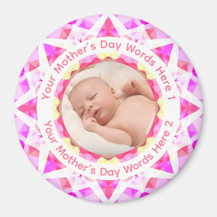 Custom Colorful Funky Mother’s Day Pink Star Photo Magnet