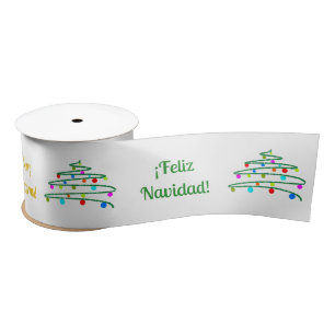 Custom Colorful International Merry Christmas  Satin Ribbon
