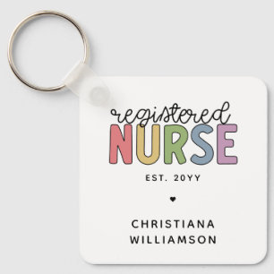 Custom Colorful Registered Nurse RN Graduation Key Ring