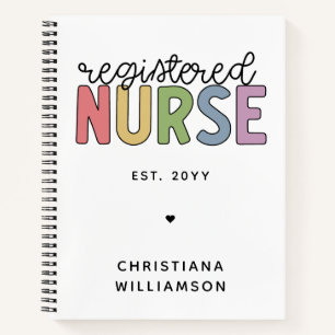 Custom Colorful Registered Nurse RN Graduation Notebook