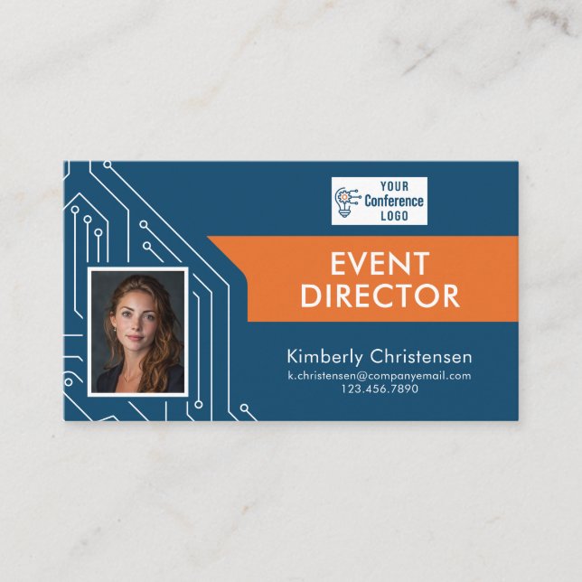 Custom Colors Tech Event Director  Business Card (Front)