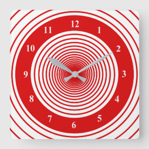 Custom Colors Wall Clock with Circlies - Red White