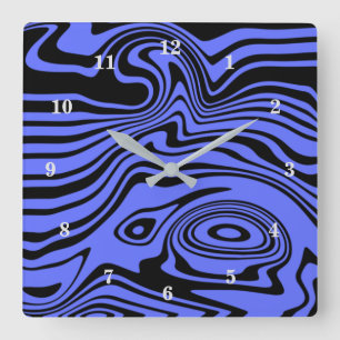 Custom Colors Wall Clock with Waves - Blue