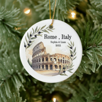Custom Colosseum Wedding or Honeymoon Keepsake Ceramic Ornament