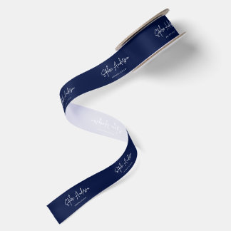 Custom Colour Add Brand Name Script Minimalist Satin Ribbon
