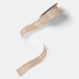 Custom Colour Add Brand Name Script Minimalist Satin Ribbon