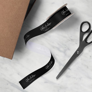 Custom Colour Add Brand Name Script Minimalist Satin Ribbon