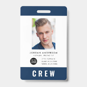 Custom Colour Add Logo Photo CREW PASS Badge ID Badge