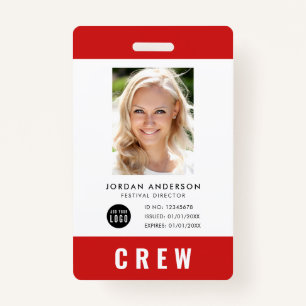 Custom Colour Add Logo Photo CREW Pass ID Badge