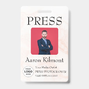 Custom Colour Add Logo Photo Photographer Press Ba ID Badge