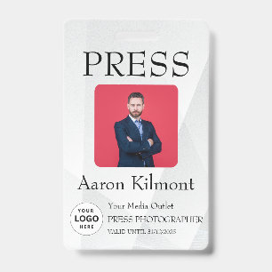 Custom Colour Add Logo Photo Photographer Press Ba ID Badge