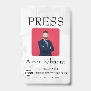 Custom Colour Add Logo Photo Photographer Press Ba ID Badge