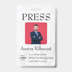 Custom Colour Add Logo Photo Photographer Press Ba ID Badge