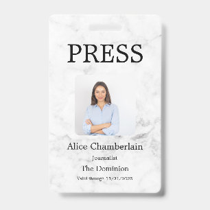 Custom Colour Add Logo Photo Photographer Press Ba ID Badge