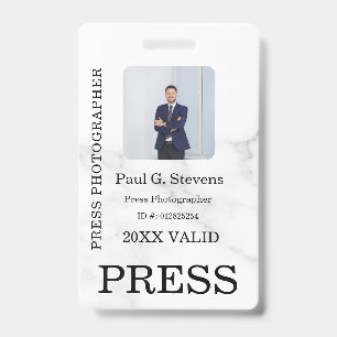 Custom Colour Add Logo Photo Photographer Press Ba ID Badge