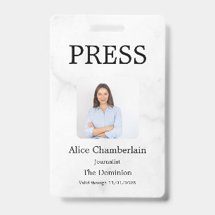 Custom Colour Add Logo Photo Photographer Press Ba ID Badge