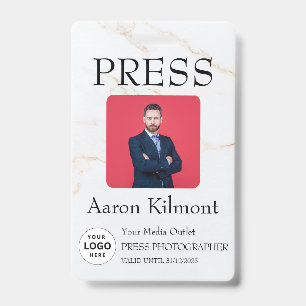 Custom Colour Add Logo Photo Photographer Press Ba ID Badge