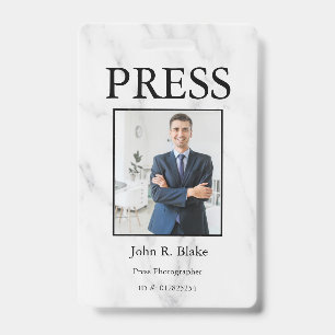 Custom Colour Add Logo Photo Photographer Press Ba ID Badge