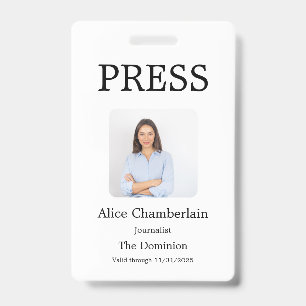 Custom Colour Add Logo Photo Photographer Press Ba ID Badge