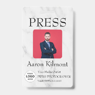 Custom Colour Add Logo Photo Photographer Press Ba ID Badge