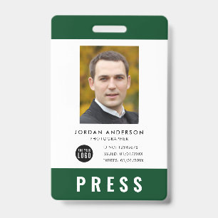Custom Colour Add Logo Photo Photographer Press ID Badge