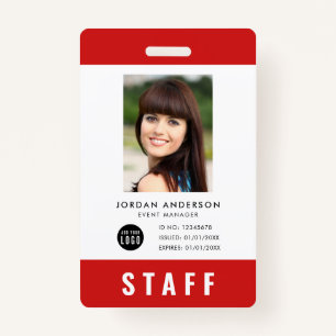Custom Colour Add Logo Photo STAFF Pass ID Badge
