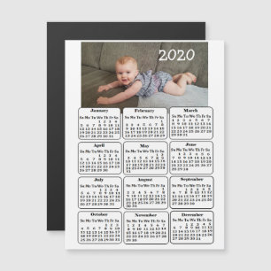Custom Colour Add  Photo to 2020 Mini Calendar Magnetic Invitation