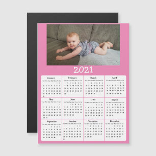 Custom Colour Add  Photo to 2021 Mini Calendar Magnetic Invitation