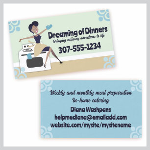 Custom colour African American woman cooking Business Card